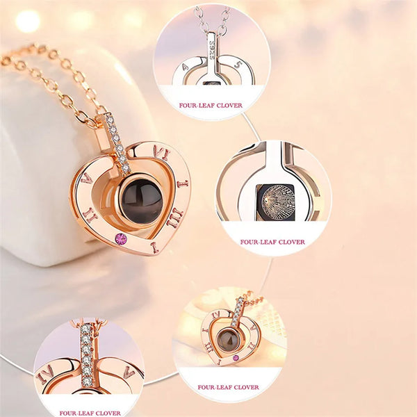 Projection Necklace 100 Languages I Love You Pendant Necklaces for Lover Girlfriend 2022 Creative Couple Romantic Jewelry Gifts