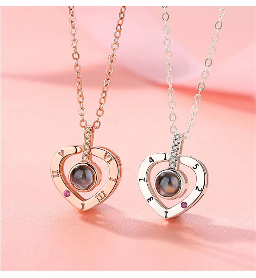 Projection Necklace 100 Languages I Love You Pendant Necklaces for Lover Girlfriend 2022 Creative Couple Romantic Jewelry Gifts