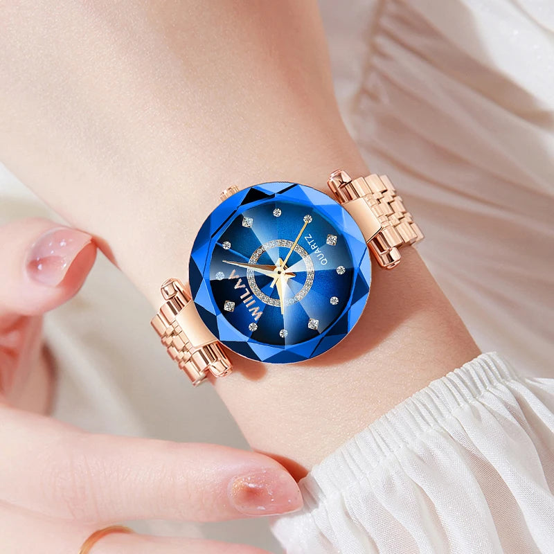 2025 Luxury Women's Rhinestone Bracelet Watch - Elegant Gold Timepiece for Ladies